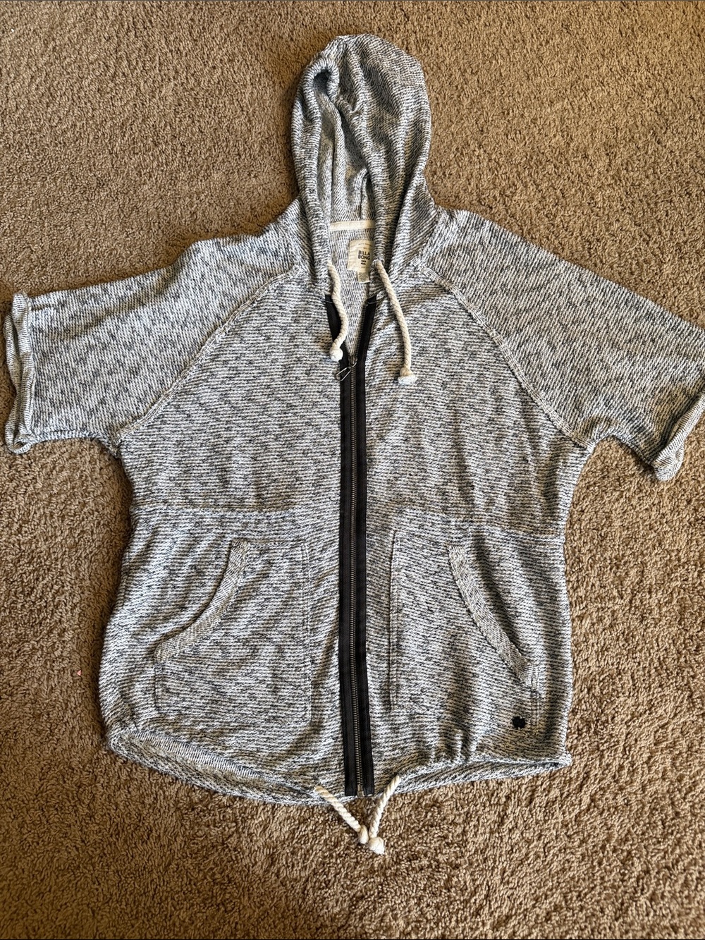 Billabong, hooded, short sleeve, zip front jacket size small